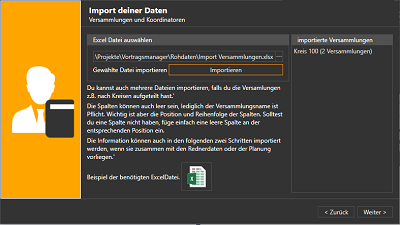 Import der Versammlungs- und Koordinatoren Daten