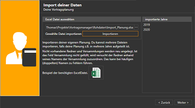 Import der Vortragsbuchungen